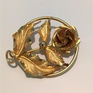 Rose Brooch in Gold Tone
